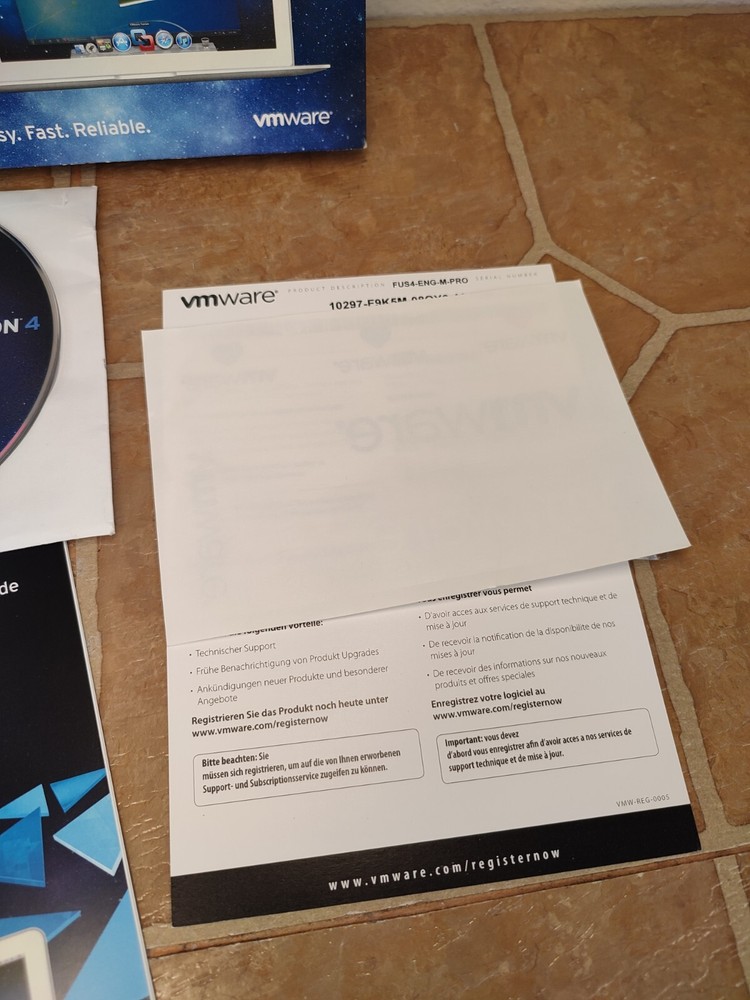 VMware Fusion 4 NIOB (?) Complete Box Set w/ Code Old Version Lion