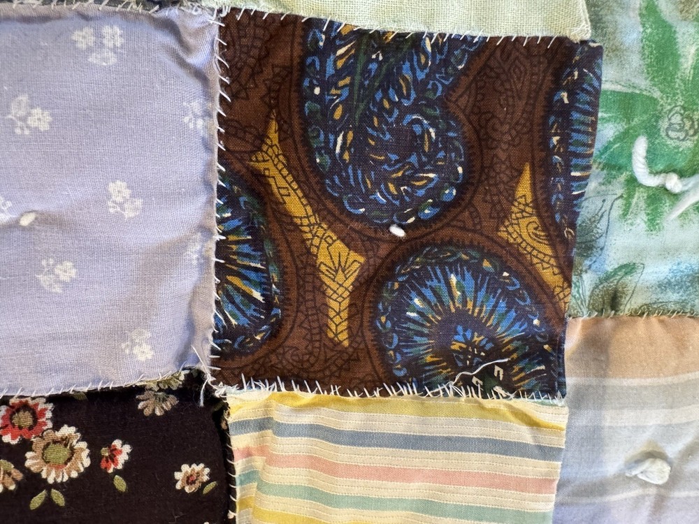 Vintage Puff Patchwork Hand Stitch Quilt