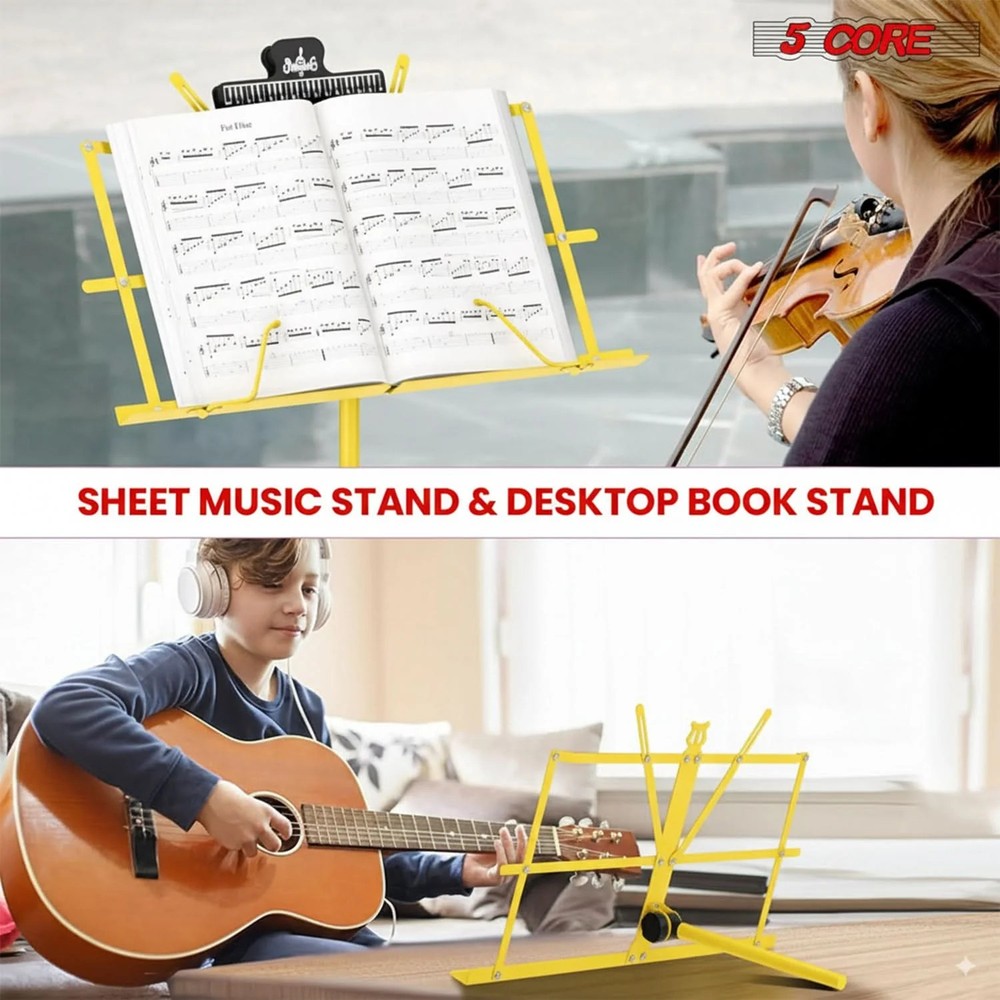 5 Core Music Stand Adjustable 57" Book Stands Foldable Portable Sheet Holder