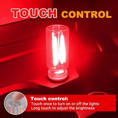 2 PCS USB LED Car Interior Atmosphere Light, Touch Control Adjustable Red