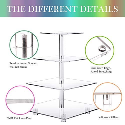 4 Tier Square CUPCAKE STAND Display for LED Light String Multicolored YESTBUY