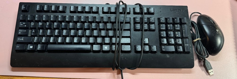 Lenove Corded Keyboard & Logitech Corded Mouse