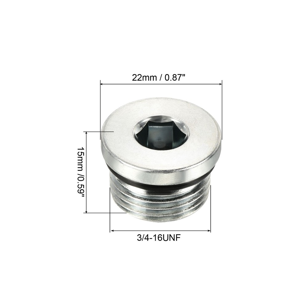 3/4-16UNF Hex Head Pipe Fitting Plug, Male Thread 45# Steel Plug
