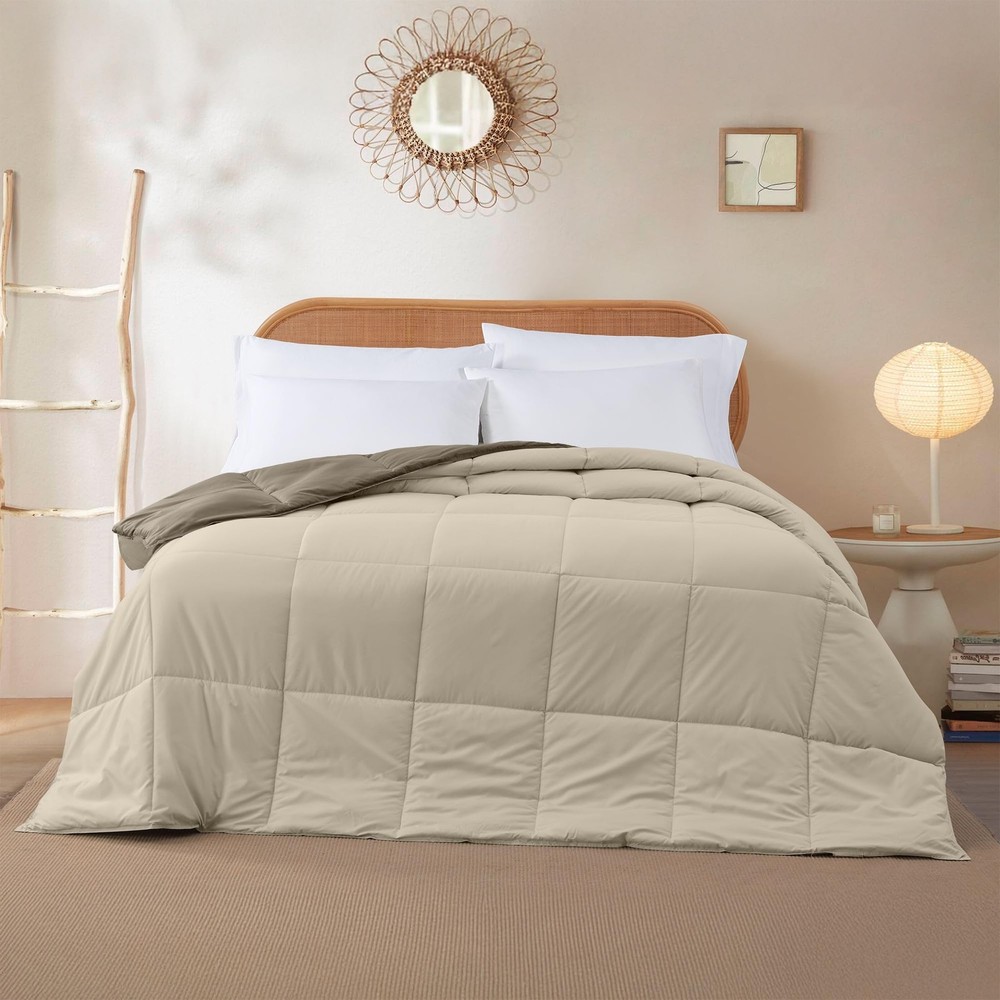 Modern Threads Down Alternative Reversible Comforter Taupe/Champagne King