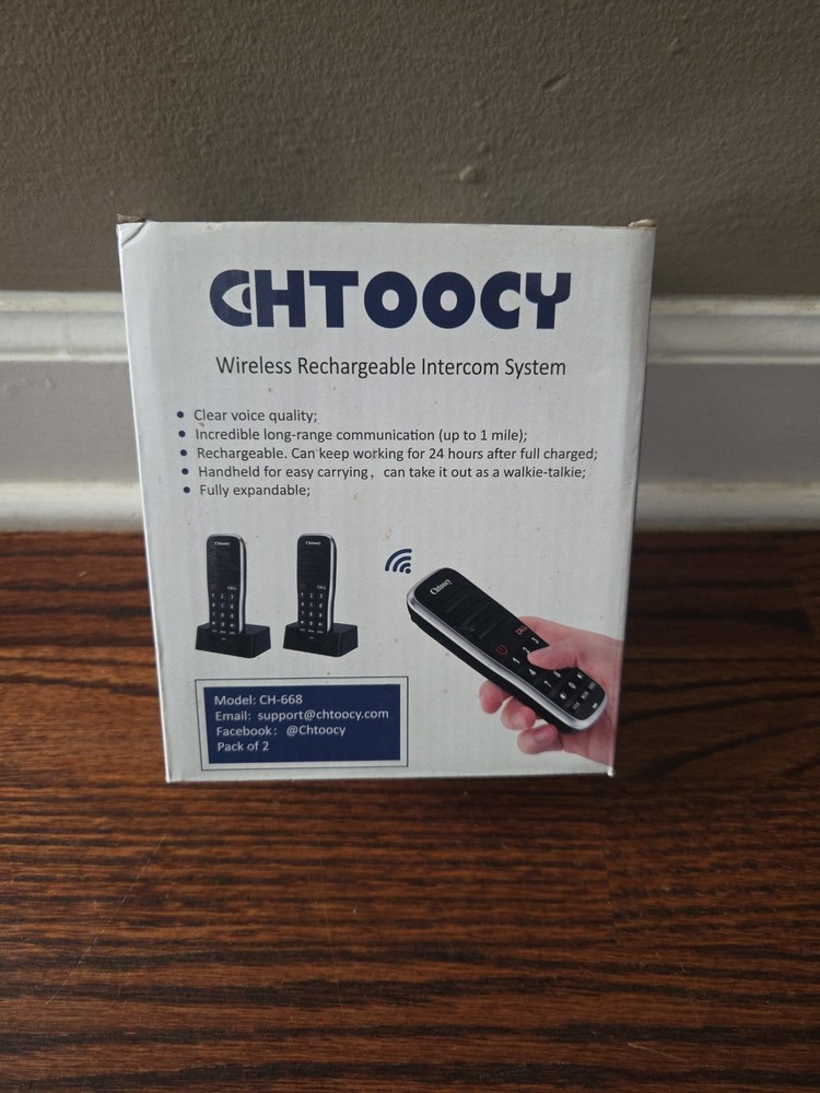 Chtoocy CH-668 Wireless Rechargeable Intercom System: NEW (FREE SHIPPING)