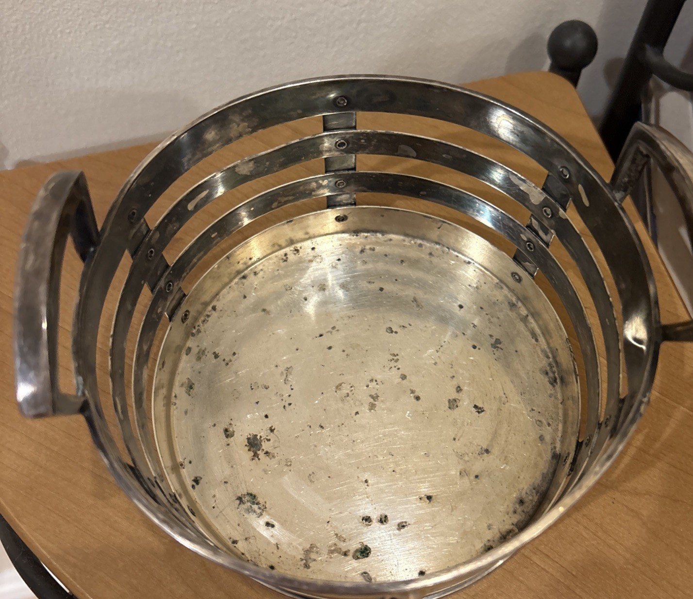 Antique NICKEL & STERLING SILVER W. M. MOUNTS Decor BOWL STERLING CAPS