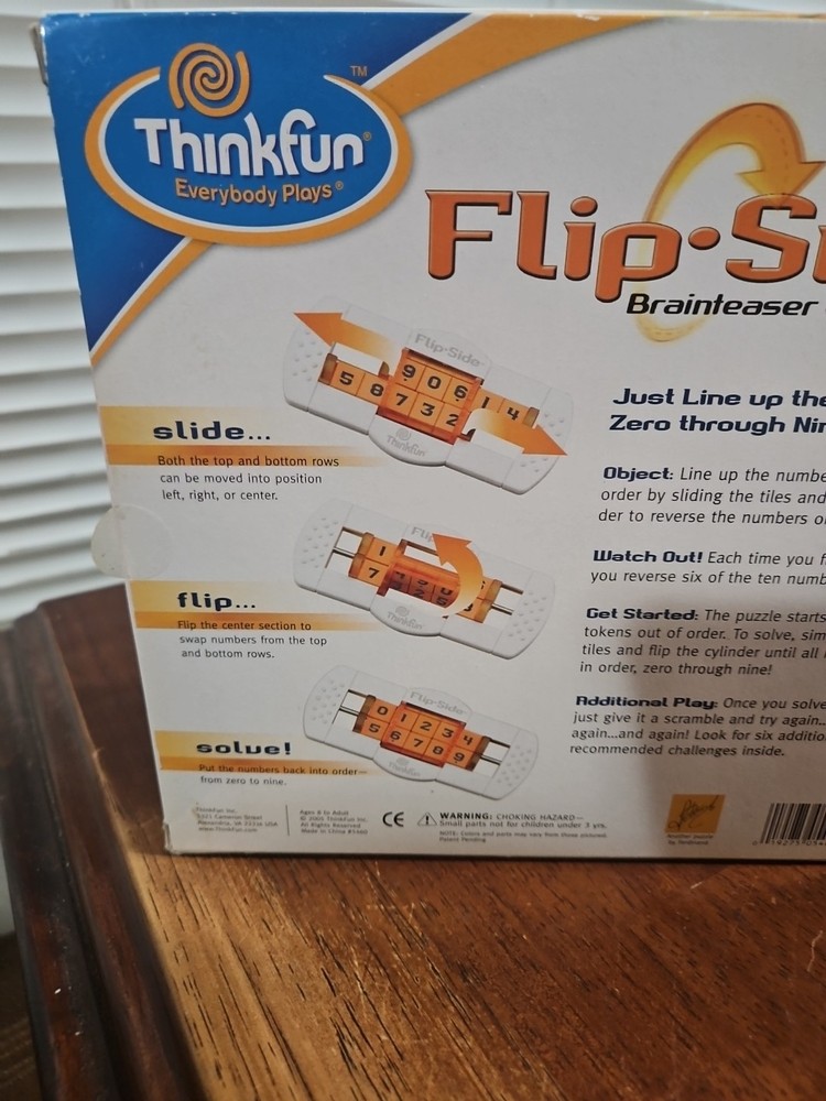 Flip Side Brain Teaser Challenge Game ThinkFun w/ Box Vintage Rare