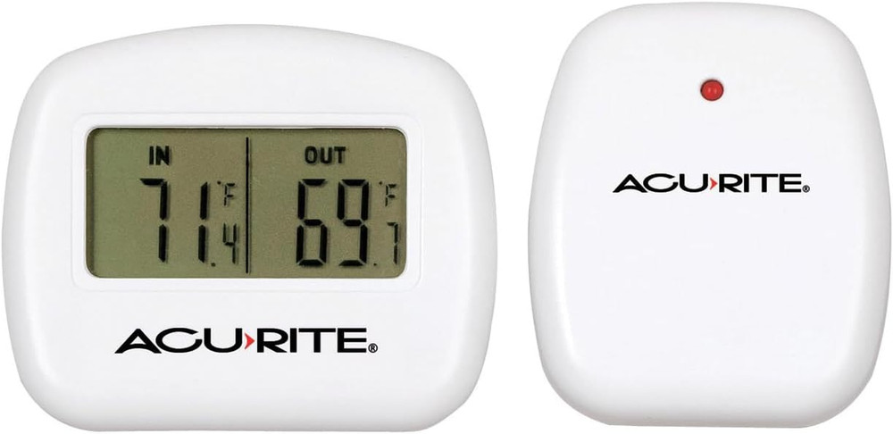 Wireless Thermometer Indoor Outdoor Digital LCD Temperature Sensor White