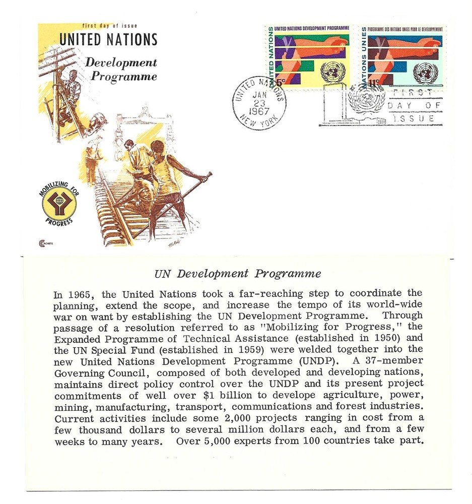 UN 164-65 Development Program, on one, Cover Craft Cachets, CCC, FDC