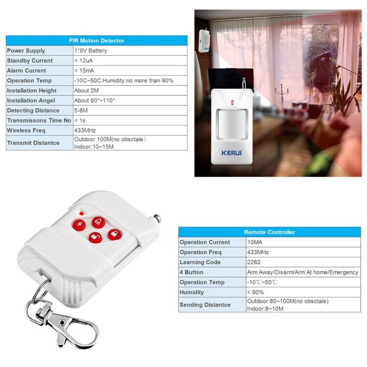 Wireless Home Alarm System Standalone Security Garage Door Window Sensor Detect