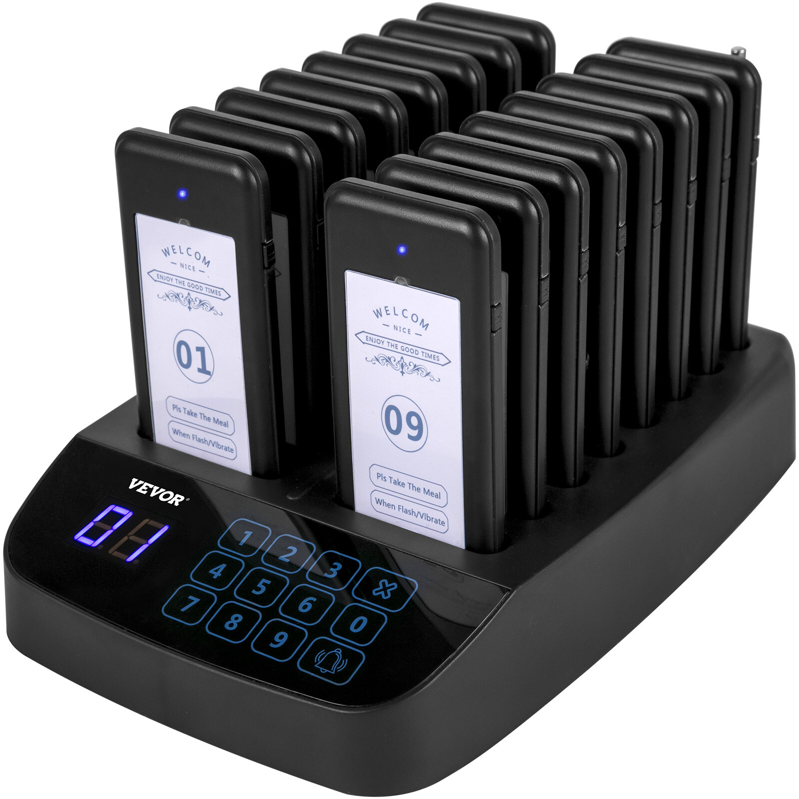 VEVOR 16 Restaurant Pagers Wireless Guest Paging System Queuing Calling Beeper