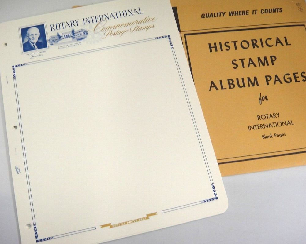 White Ace Rotary International 10 Blank Border Pages NOS