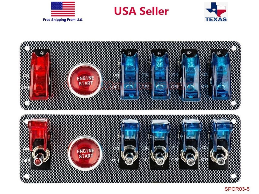 Racing Car 12V Ignition Switch Engine Start Push Button LED Toggle Panel Blue