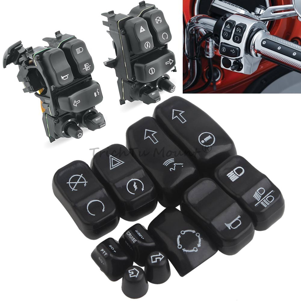 Hand Control Switch Housing Button Cover Cap For Harley Touring FLHTC FLHX 14-up