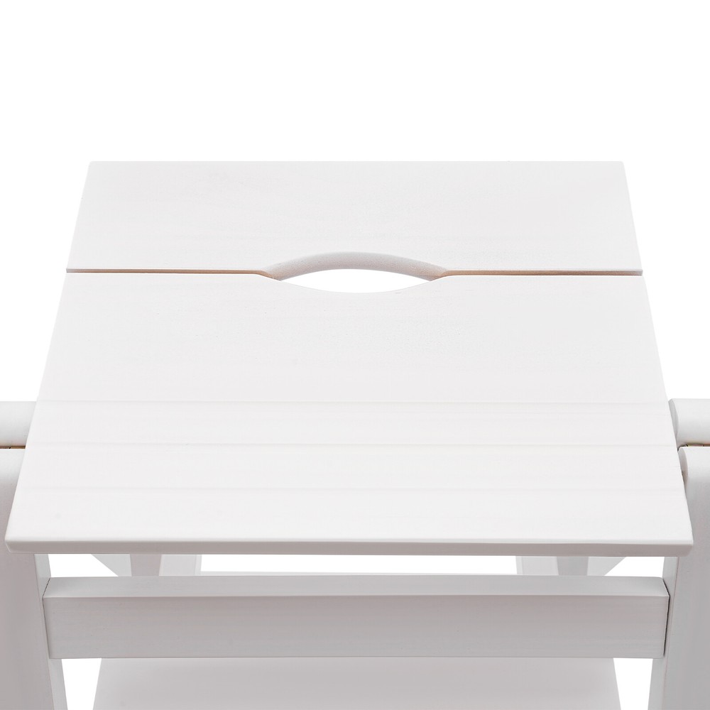 3-layer Folding Step Ladder Folding Wooden Step Stool Not Require Assembly White