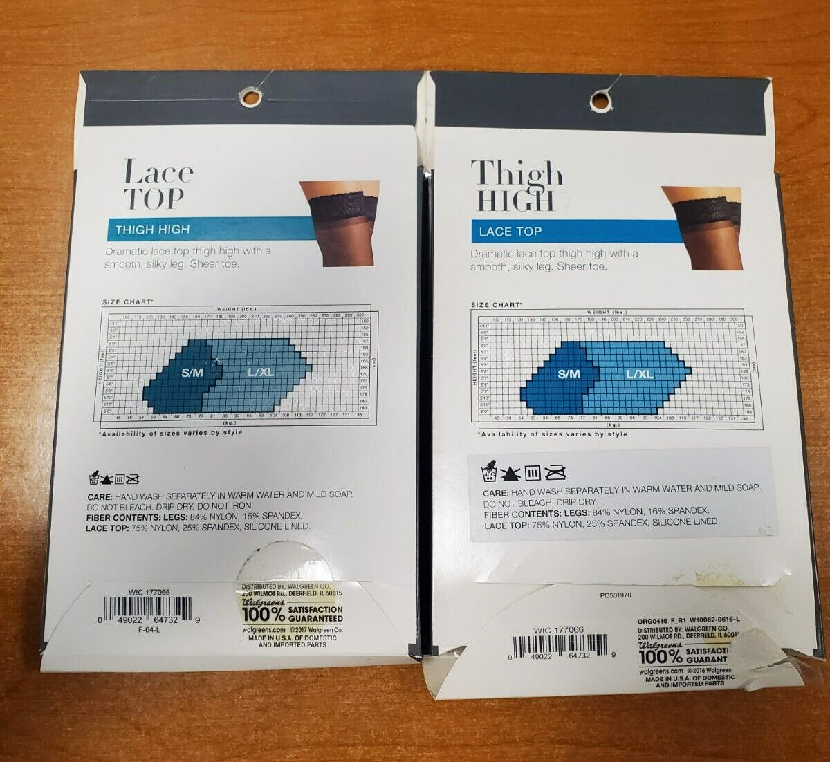 2 Pairs: West Loop Lace Top, Thigh High, Sheer Toe, Pantyhose L/XL Beige Mist 5C