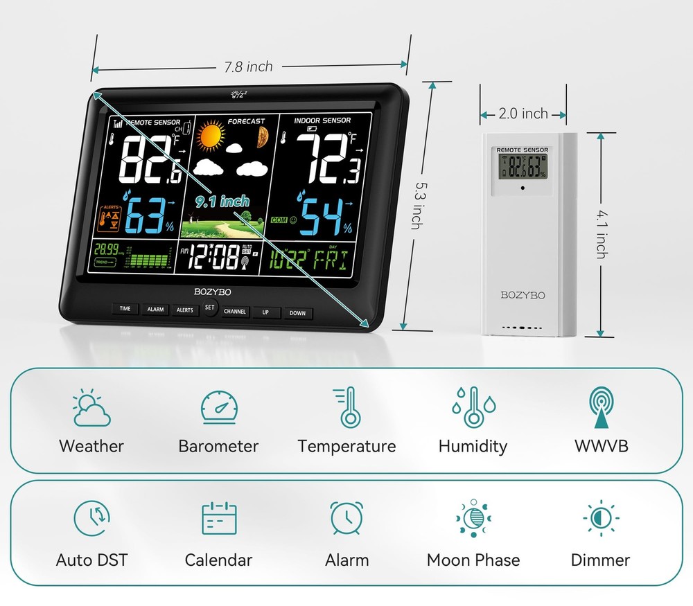Wireless Weather Station with Atomic Clock & Adjustable Backlight & Calendar