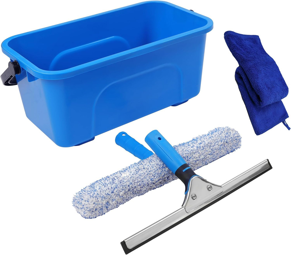 Squeegee for Window Cleaning,Window Cleaning Squeegee kit with Bucket&Microfiber