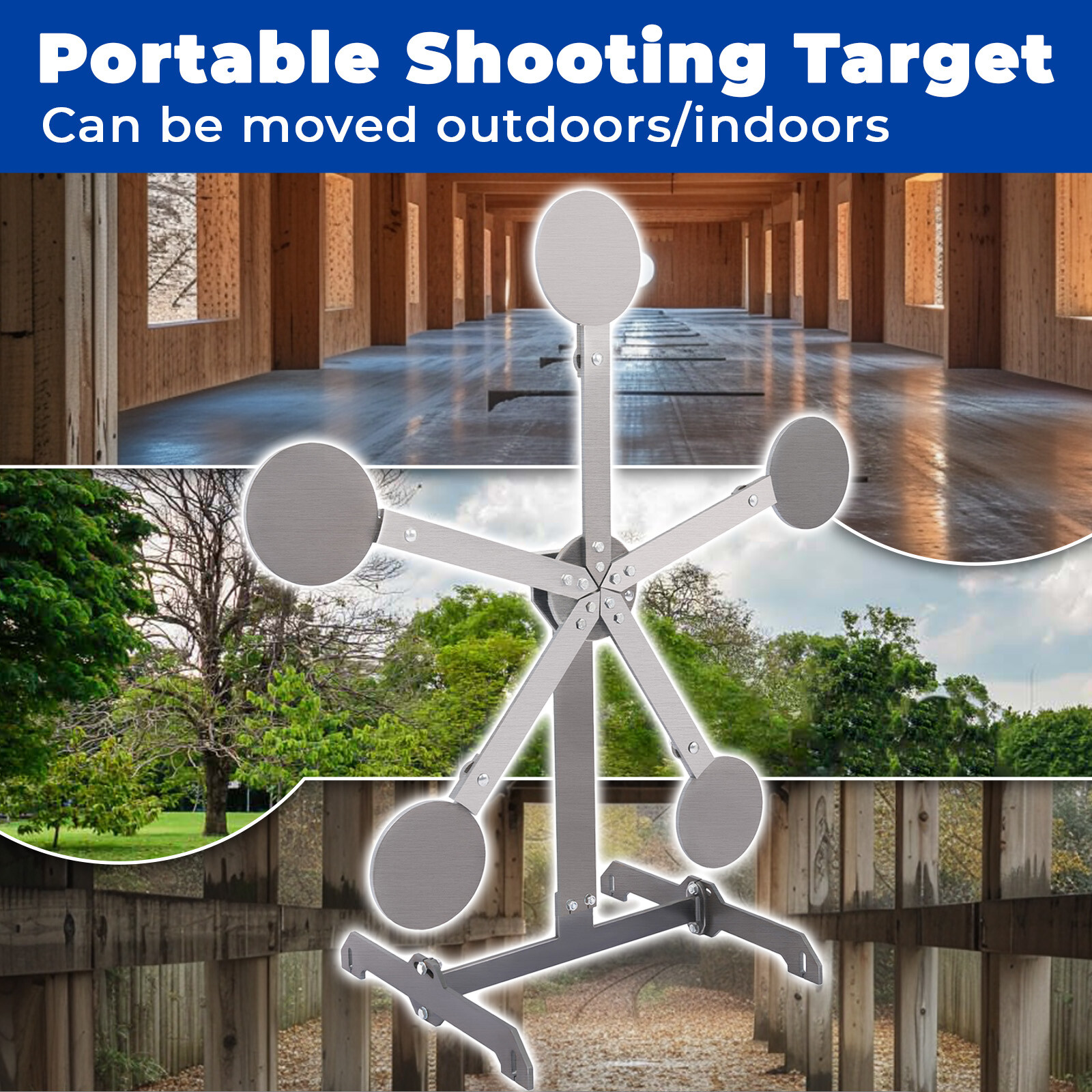 8" inch Portable Paddles Star Reactive Shooting Target Q235 Steel, No Welding