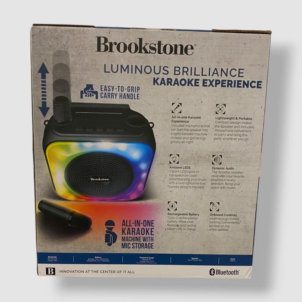 Brookstone Karaoke Dynamite Duo Wireless Led Speaker