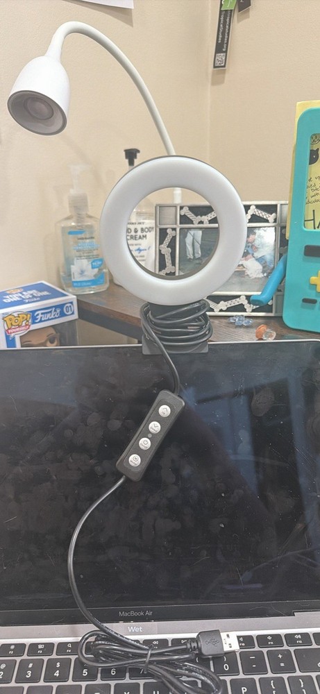 USB Ring Light with Flexible Arm, Clamp, and Adjustable Controls for Computer
