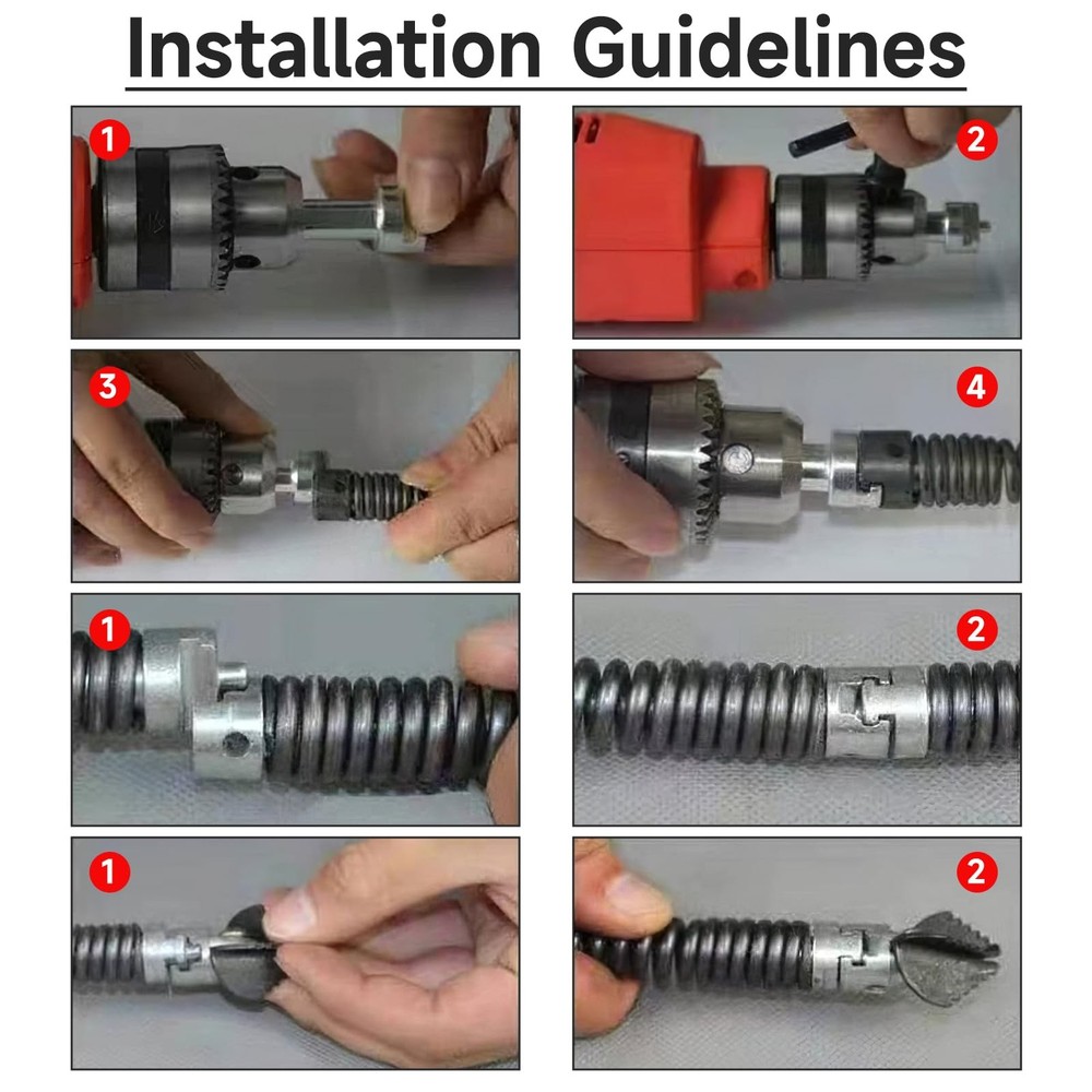 7Pcs Drain Cleaner Combination Cutter Head Set, 16mm Drain Dredging Combination