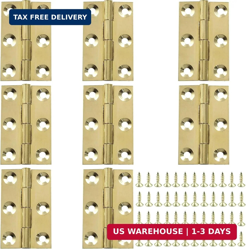 Piutouyar 8 Pack Butt Hinge 1.5 Inch Mini Solid Brass Hinges for Small Cabinet,