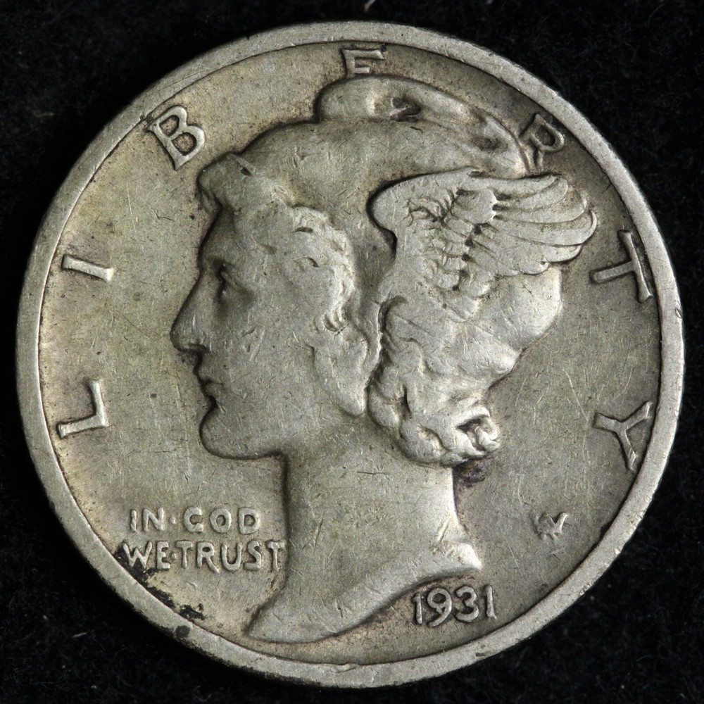 1931-D Mercury Silver Dime XF+ E258 GTEM