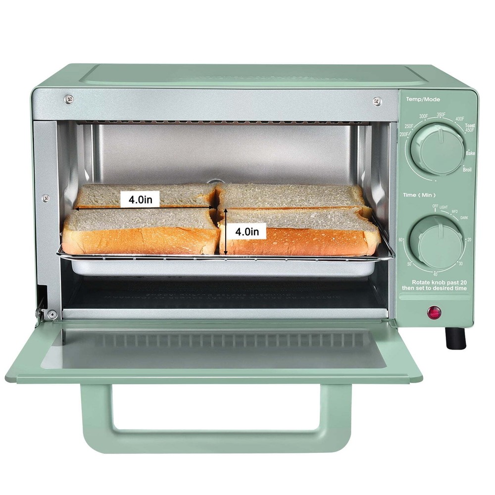 4 Slice Toaster Oven with 3 Settings, includes Baking Rack and Pan, Black, NEW