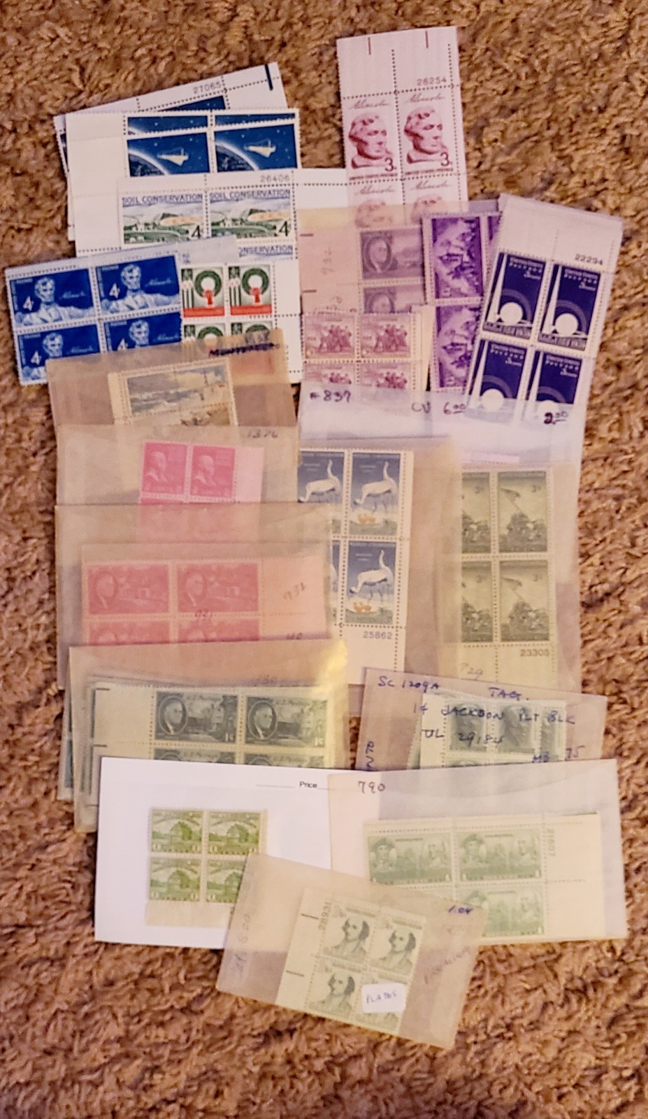 US STAMPS Lot MNH Mixed FV $190, Scott Identified In Binder + Plate Block Sets