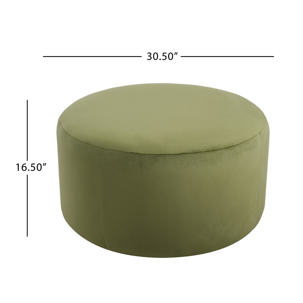 Upholstered Round Ottoman,PU Leather,Brown