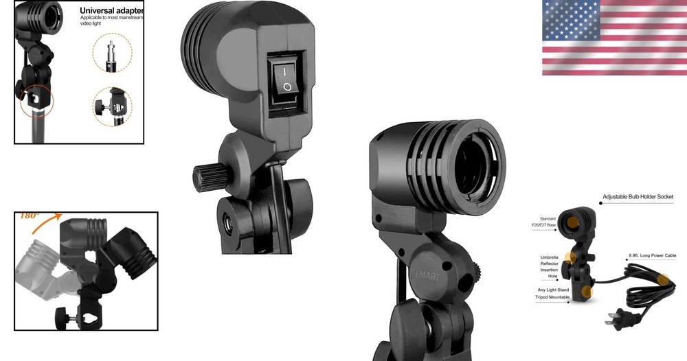 Versatile Light Bulb Stand for Photography - Adjustable & Portable - 2 Pack