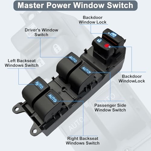 Driver - Side Window Switch - Ice - Blue LED Ice - Blue LED Lights, 4 Auto
