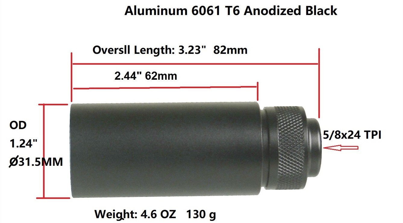 5/8x24 Thread 3.2 inch Compensator For 6.5Creedmoor Low Concussion Muzzle Brake