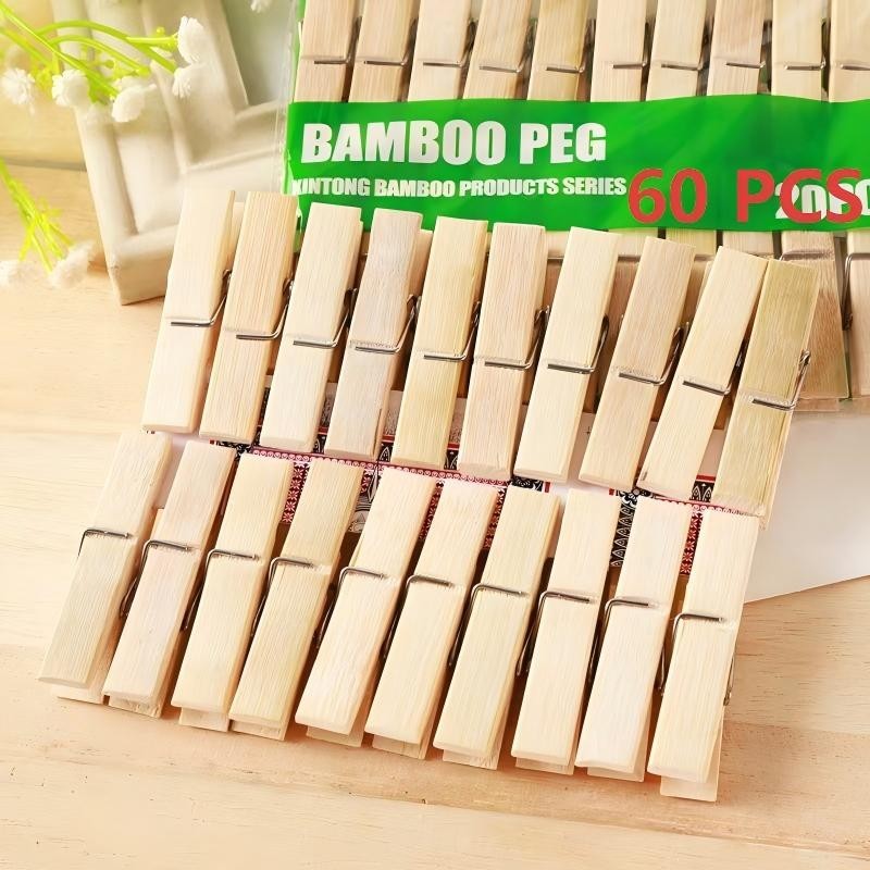 60X BAMBOO 2.8 Inch Clothespins Laundry Clothes Pins Crafts Photos Pins US