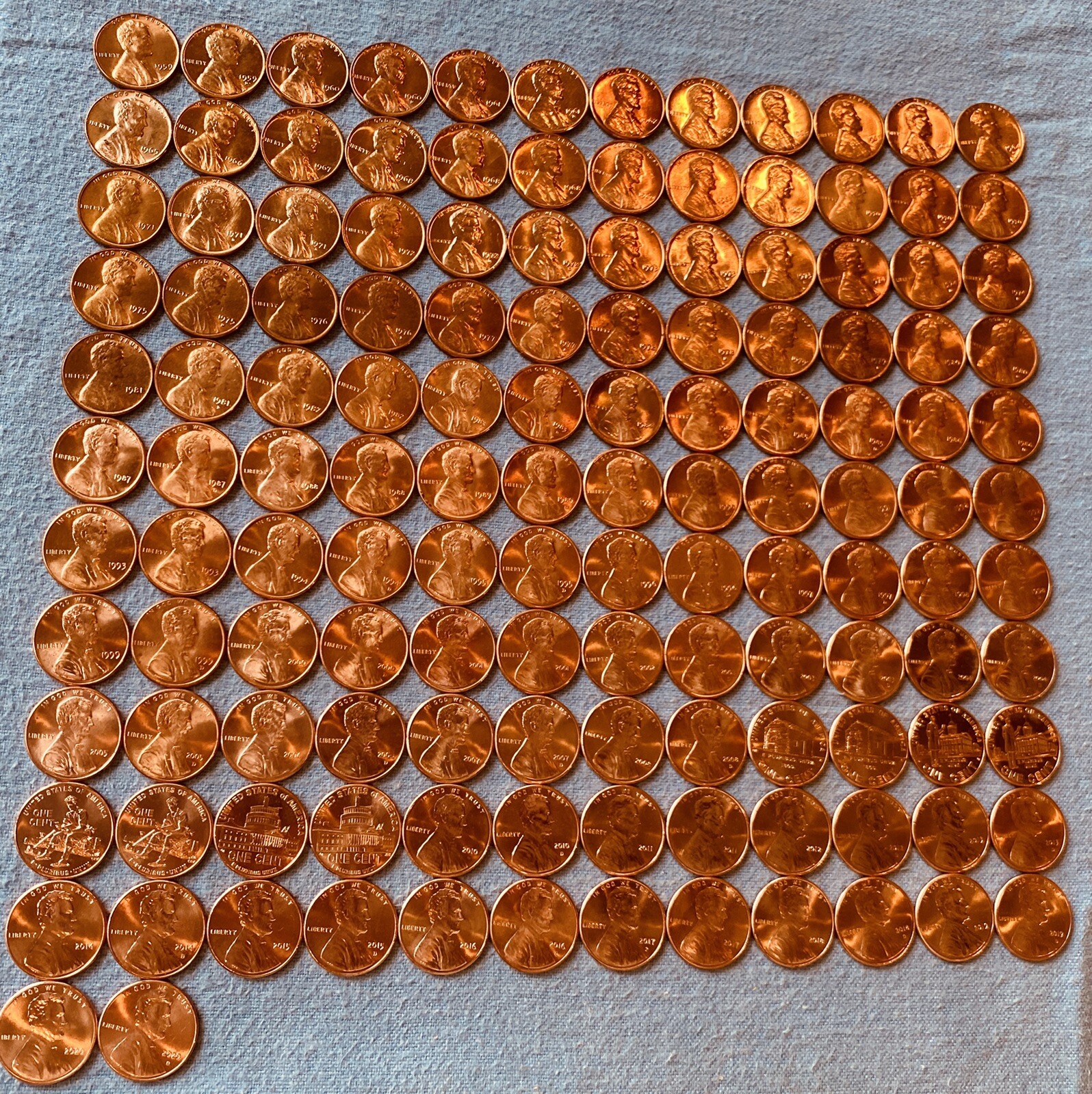 Lincoln Memorial & Shield Cents BU - Complete Set Of 140 Coins-1959 - 2023 P/D/S