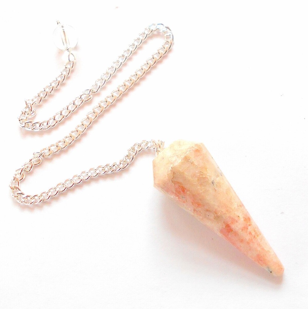 Sunstone Faceted Gemstone Pendulum for Divination and Dowsing