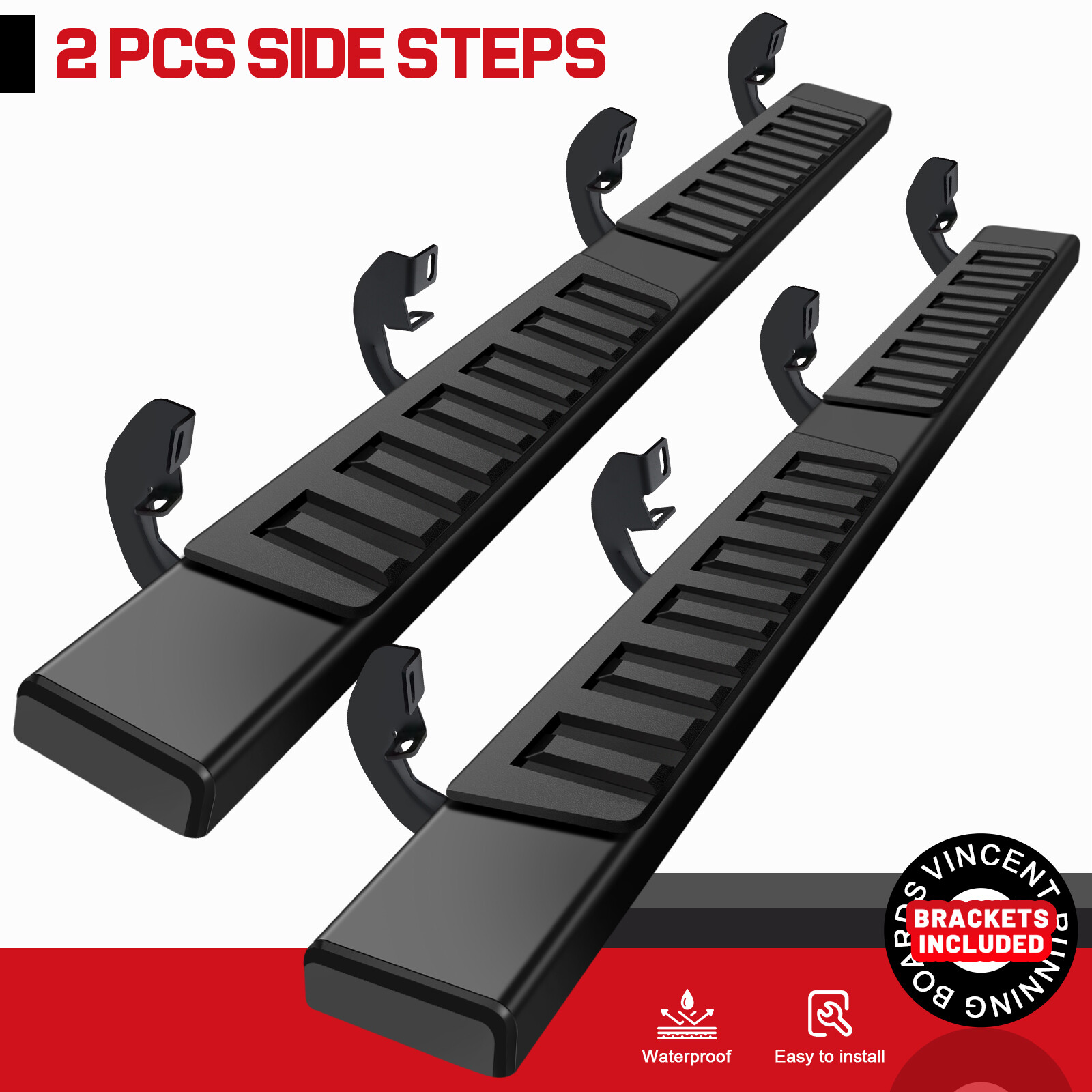 Fit Ford F-150 SuperCrew Cab 6" 2009-2014 Nerf Bar Side Step Running Board Black