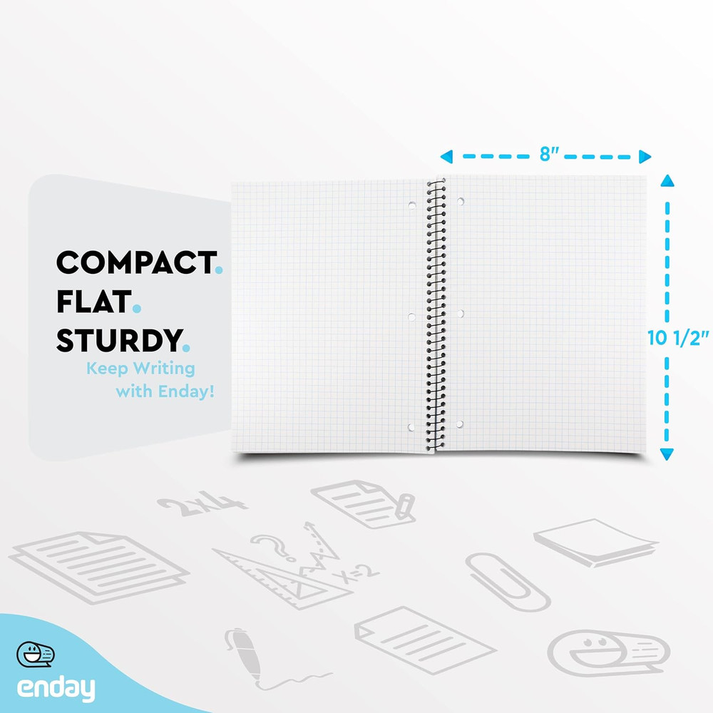 Emraw Graph Paper Notebook (4 Pack) Grid Notebook, Graph Paper Spiral Notebook,