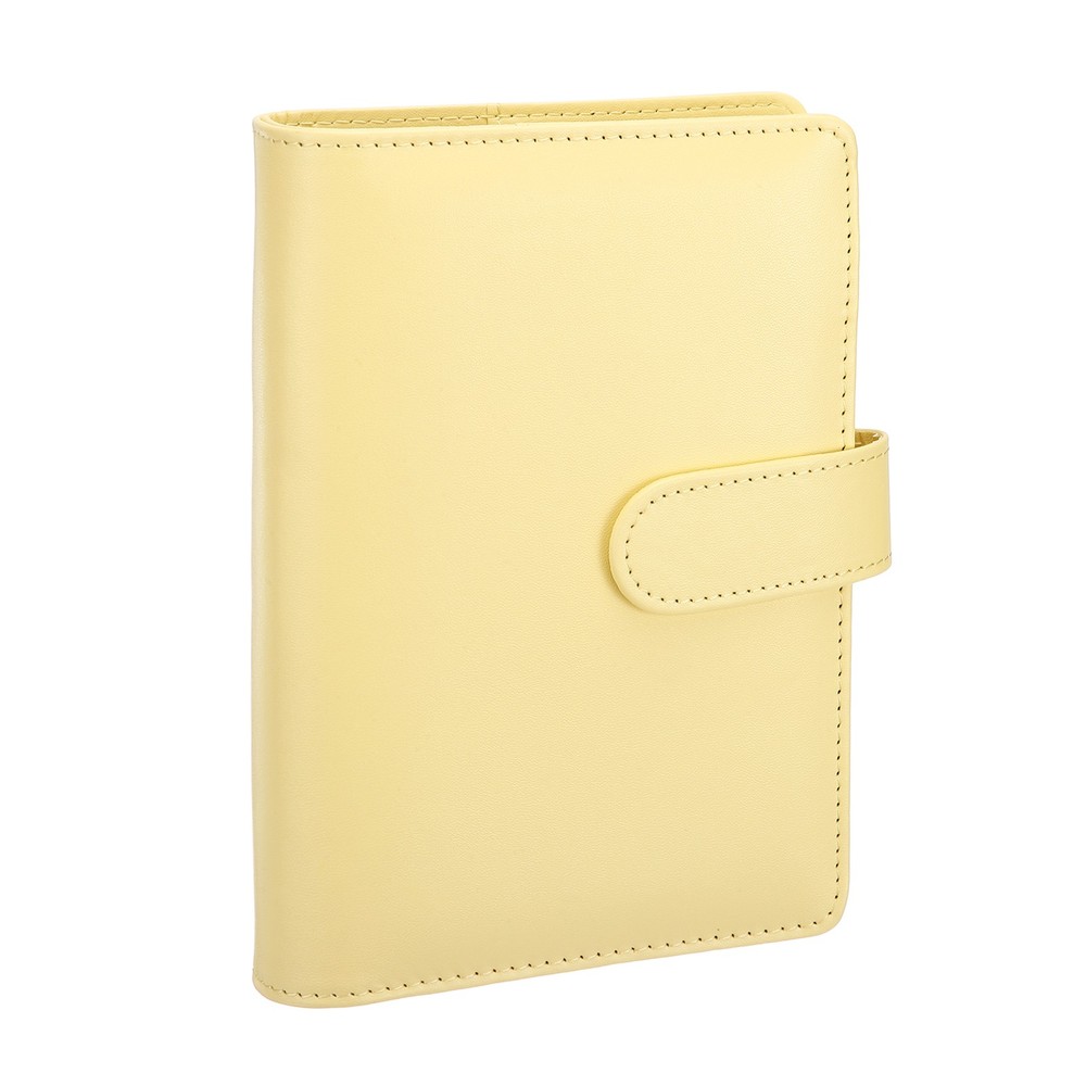 A6 PU Leather Binder Protector, 6 Ring Loose Leaf Notebook Shell, Yellow