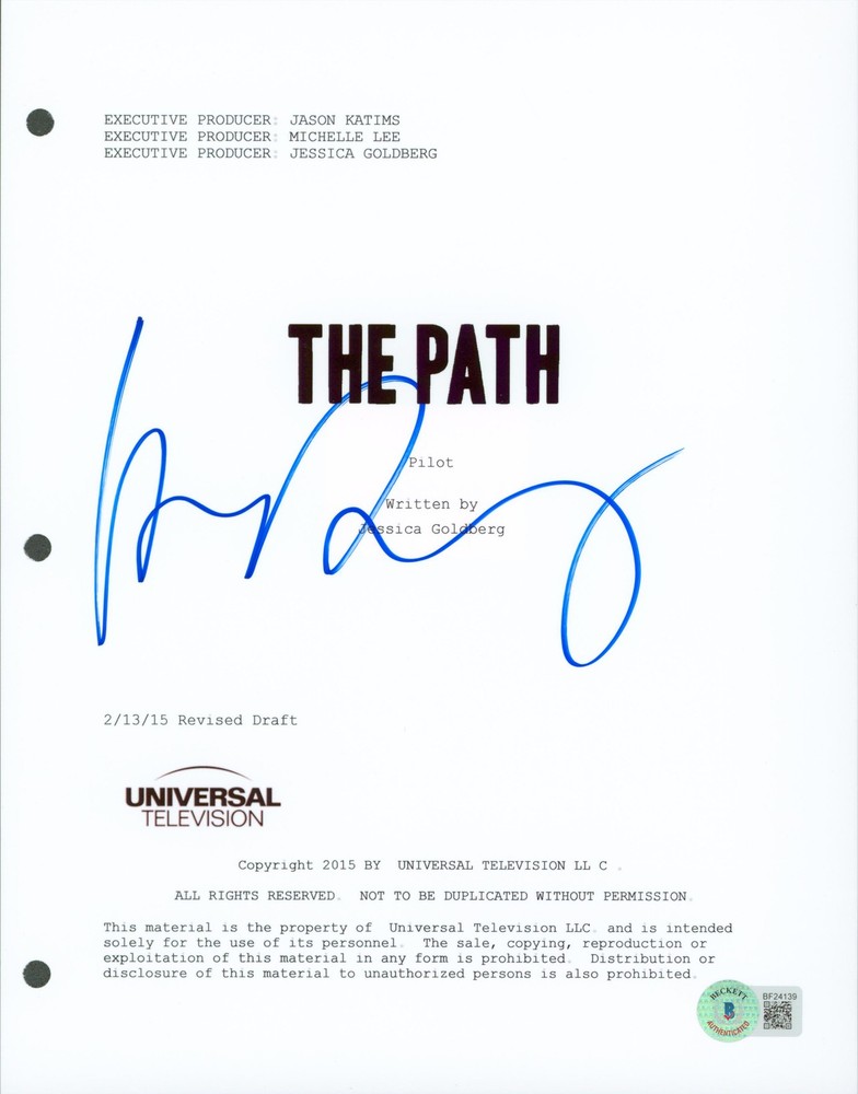 Hugh Dancy The Path Authentic Signed 8.5x11 The Path Script Cover BAS #BF24139