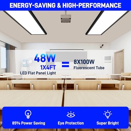 1x4 FT LED Flat Panel Selectable CCT Flush Mount 1x4 FT 2-Pack Black