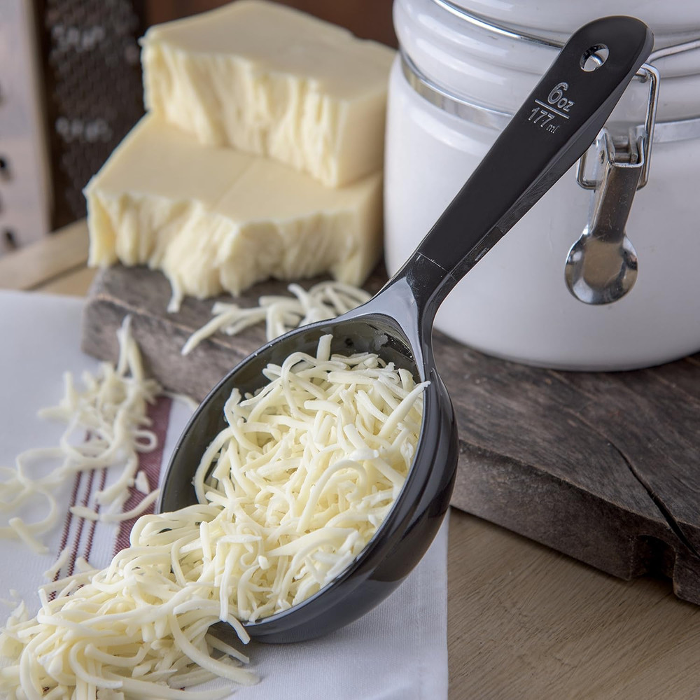 493003 Solid Short Handle Portion Control Spoon, 6 oz, Black