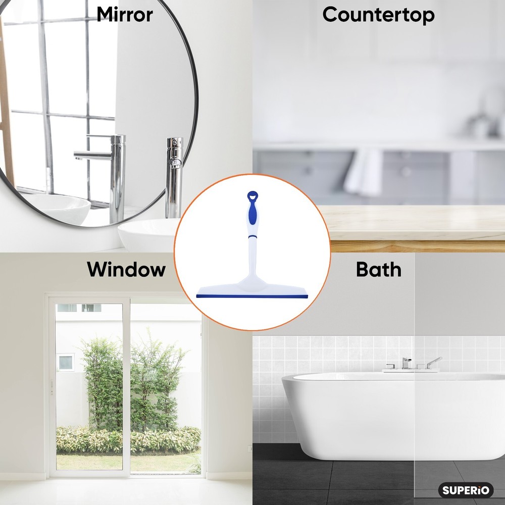 Superio 10" Window Rubber Squeegee with Hanging Loop, 2 pack Blue