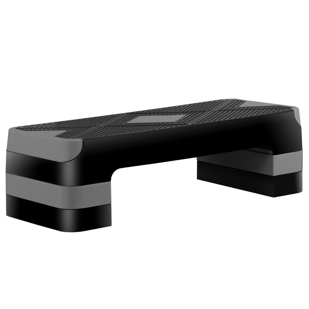 Adjustable 27" Aerobic Step Exercise Non-Slip Platform Stepper 4" - 8" Grey
