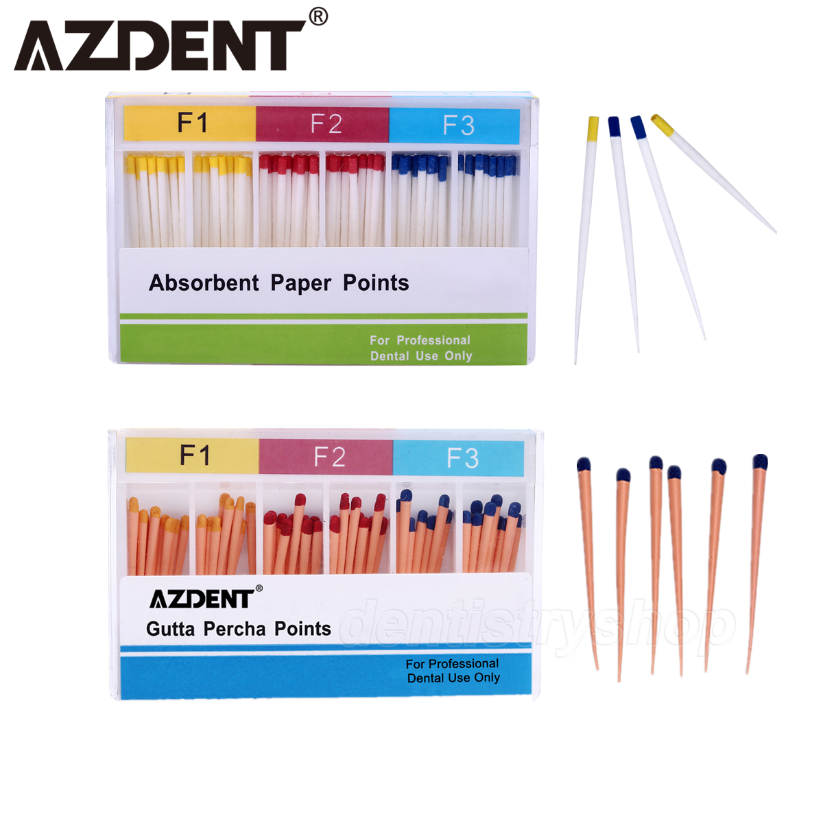 AZDENT Dental Endodontics Gutta Percha Points/Absorbent Paper Points F1 F2 F3