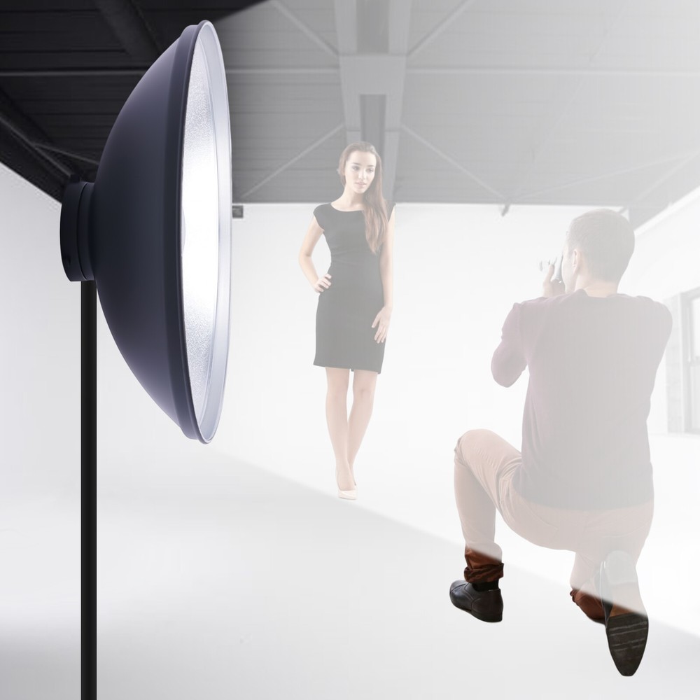 Studio Reflector 16" Beauty Dish Standard Bowens Mount Flash Head Strobe Mount|