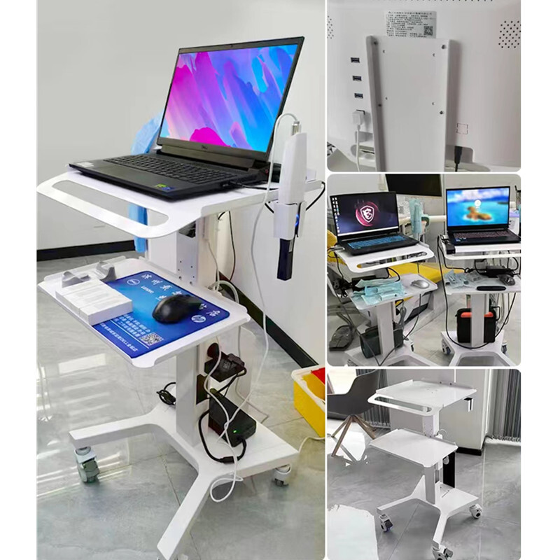Medical Dental Lab Trolley Cart Intraoral Scanner Mobile Cart Clinic Laptop Rack