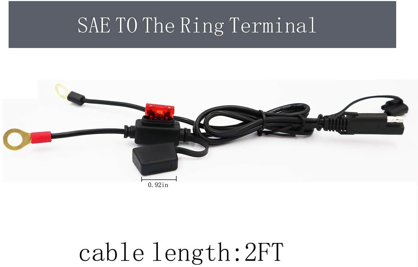 SAE 2Pin Ring Terminal Battery Cord Tender Cable Harness Wire Plug Quick Connect