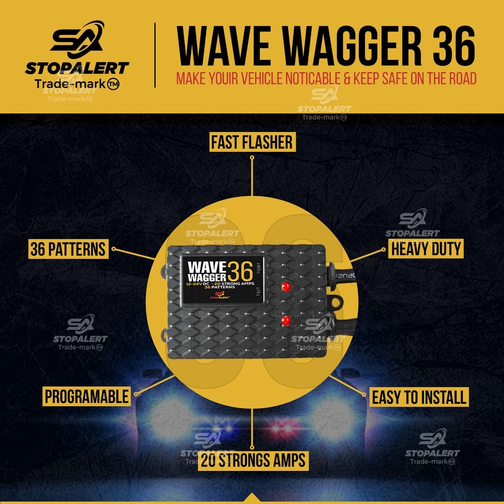 Alternating 36 Pattern Wave Wagger HEADLIGHTS Emergency Flashers LED WigWagger